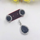 Kavita Art Silver Plated American Diamond Pendant Set