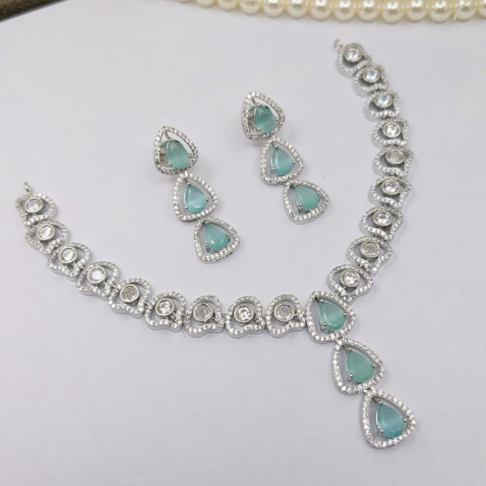 Kavita Art Silver Plated American Diamond Necklace Set