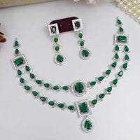 Kavita Art Silver Plated American Diamond Necklace Set