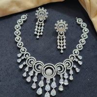 Kavita Art Silver Plated American Diamond Necklace Set