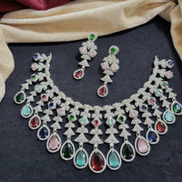 Kavita Art Silver Plated American Diamond Necklace Set