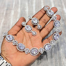 Kavita Art Silver Plated American Diamond Necklace Set