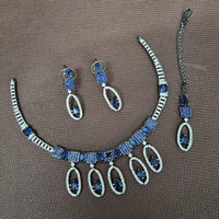 Kavita Art Silver Plated American Diamond Necklace Set