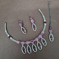 Kavita Art Silver Plated American Diamond Necklace Set