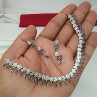 Kavita Art Silver Plated American Diamond Necklace Set