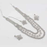 Kavita Art Silver Plated Crystal Stone  Multi Layer Long Necklace Set