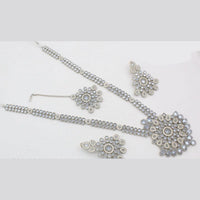Kavita Art Silver Plated Crystal Stone Long Necklace Set