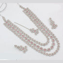 Kavita Art Silver Plated Crystal Stone  Multi Layer Long Necklace Set