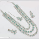Kavita Art Silver Plated Crystal Stone  Multi Layer Long Necklace Set