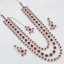 Kavita Art Silver Plated Crystal Stone  Multi Layer Long Necklace Set