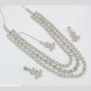 Kavita Art Silver Plated Crystal Stone  Multi Layer Long Necklace Set