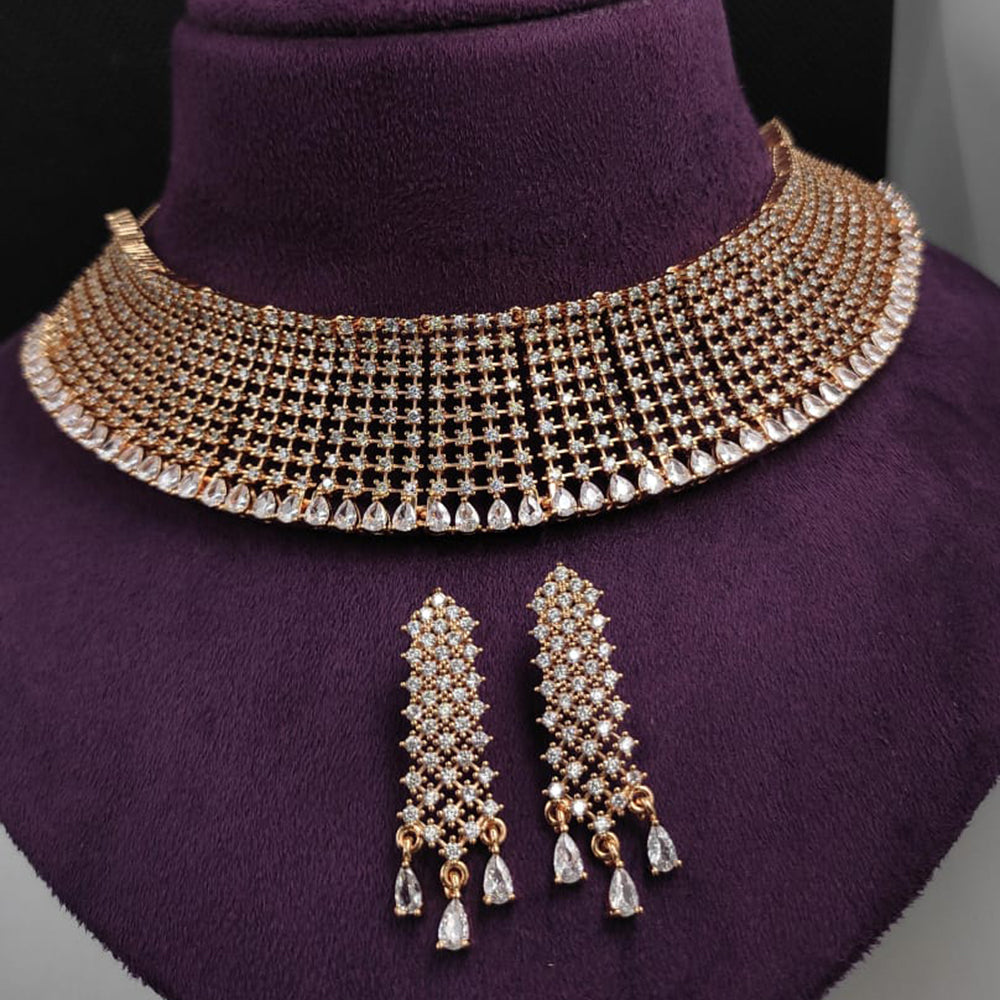 Kavita Art Gold Plated American Diamond Choker Necklace Set