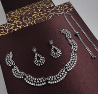 Kavita Art Silver Plated American Diamond Necklace Set