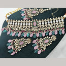 Kavita Art Gold Plated Crystal Stone And Pearls Beads Choker Necklace Set