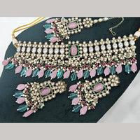 Kavita Art Gold Plated Crystal Stone And Pearls Beads Choker Necklace Set