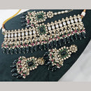 Kavita Art Gold Plated Crystal Stone And Pearls Beads Choker Necklace Set