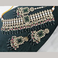 Kavita Art Gold Plated Crystal Stone And Pearls Beads Choker Necklace Set