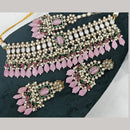 Kavita Art Gold Plated Crystal Stone And Pearls Beads Choker Necklace Set
