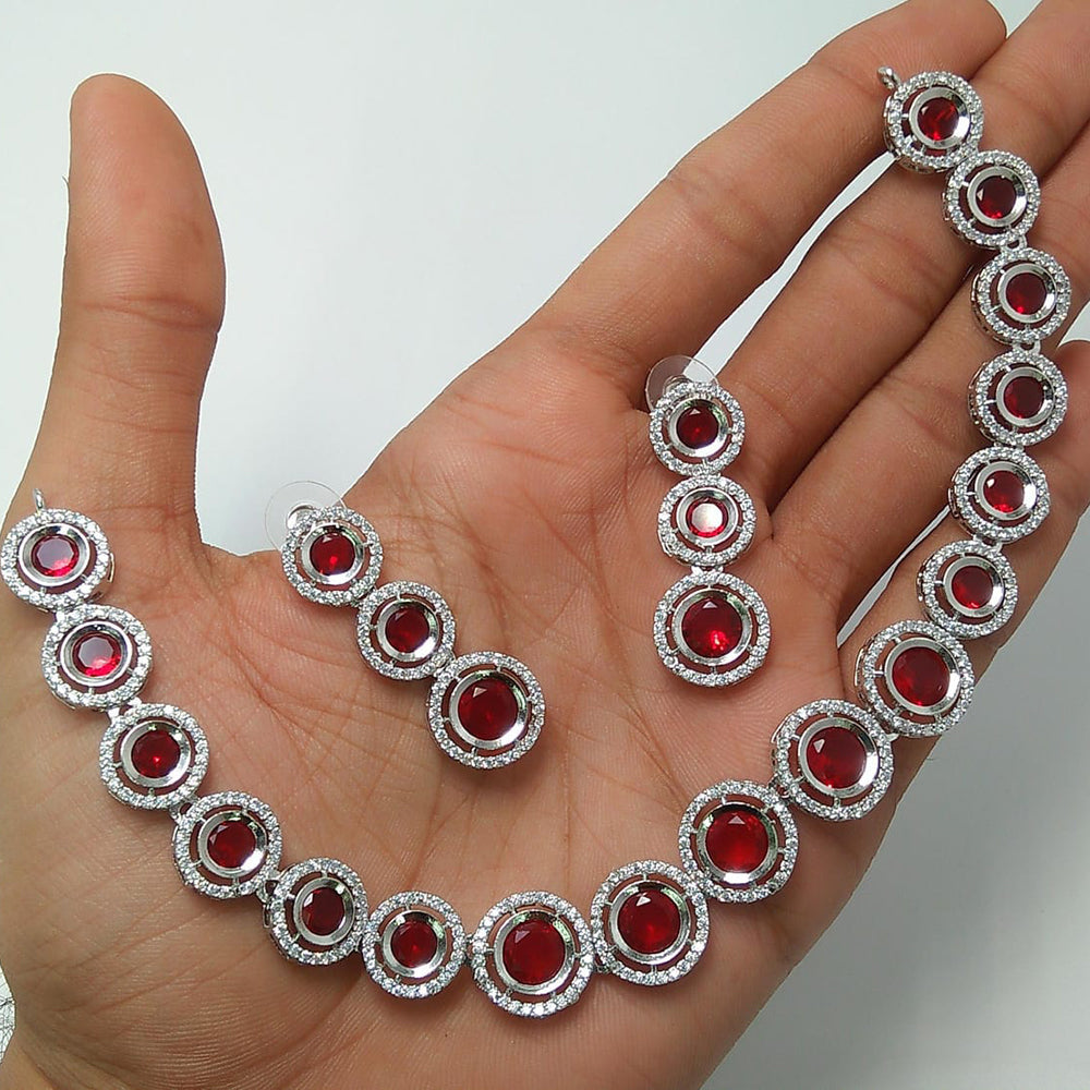 Kavita Art Silver Plated AD Necklace Set