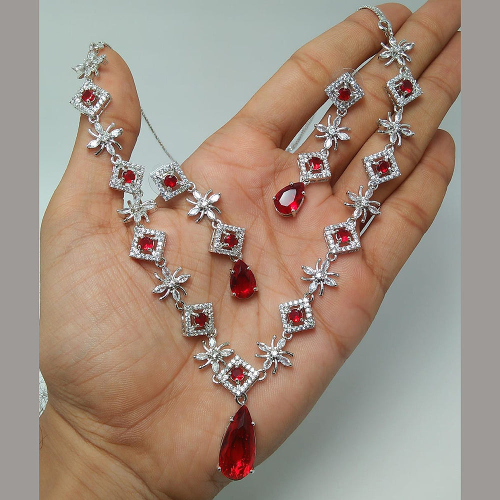 Kavita Art Silver Plated AD Necklace Set