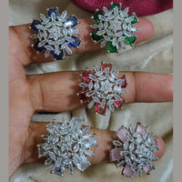 Kavita Art Silver Plated American Diamond Ring
