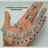 Kavita Art Silver Plated American Diamond Necklace Set