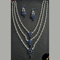 Kavita Art Silver Plated American Diamond Multi-LayerLong  Necklace Set