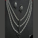 Kavita Art Silver Plated American Diamond Multi-LayerLong  Necklace Set