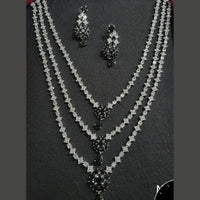 Kavita Art Silver Plated American Diamond Multi-LayerLong  Necklace Set