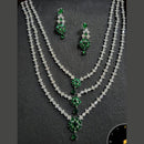 Kavita Art Silver Plated American Diamond Multi-LayerLong  Necklace Set