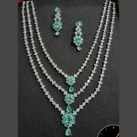 Kavita Art Silver Plated American Diamond Multi-LayerLong  Necklace Set