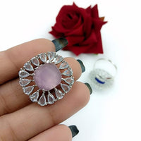 Kavita Art Silver Plated American Diamond Ring