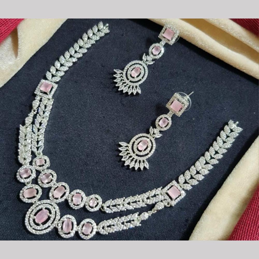 Kavita Art Silver Plated  American Diamond Necklace Set
