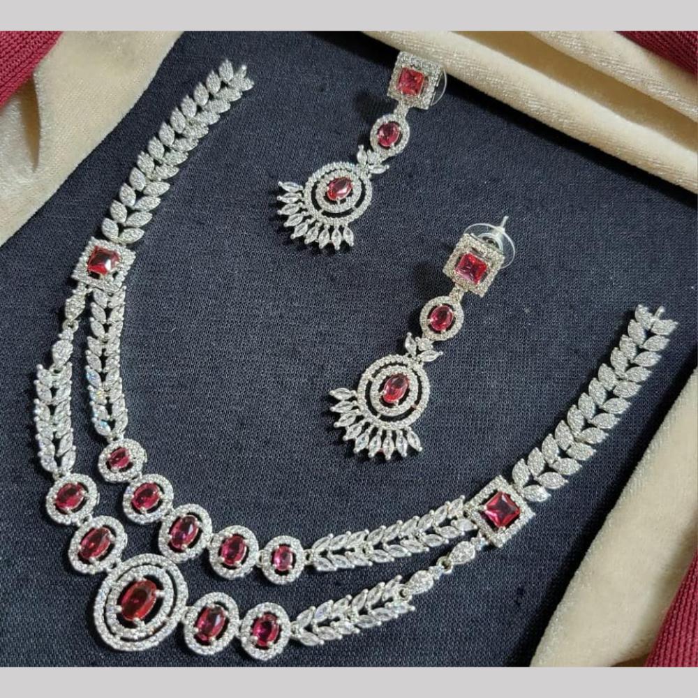 Kavita Art Silver Plated  American Diamond Necklace Set