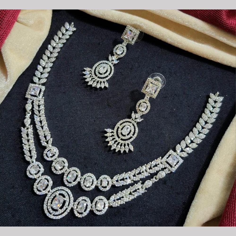 Kavita Art Silver Plated  American Diamond Necklace Set