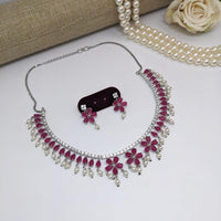 Kavita Art Silver Plated  American Diamond Necklace Set