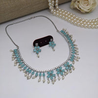Kavita Art Silver Plated  American Diamond Necklace Set