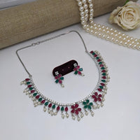 Kavita Art Silver Plated  American Diamond Necklace Set