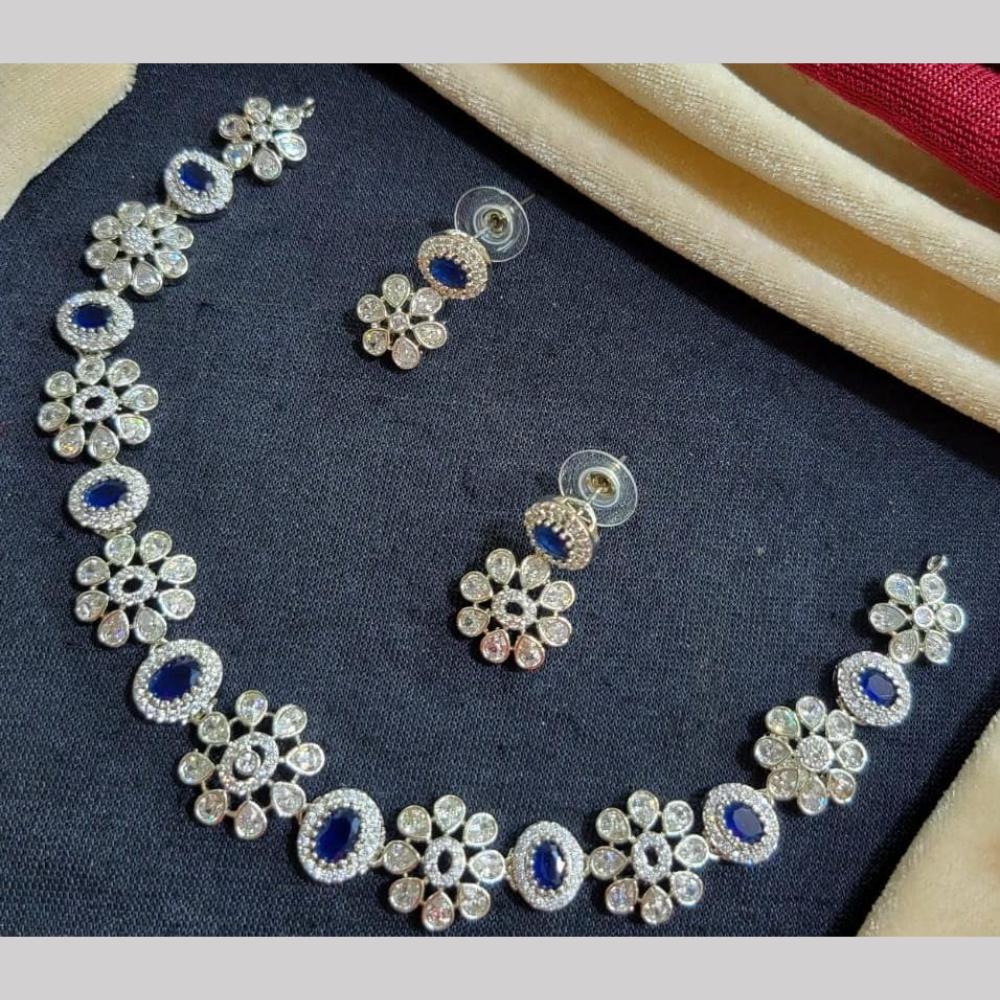 Kavita Art Silver Plated  American Diamond Necklace Set