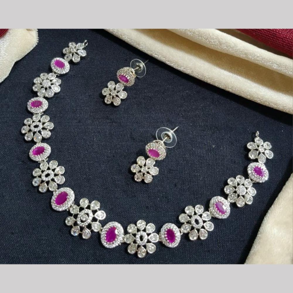 Kavita Art Silver Plated  American Diamond Necklace Set