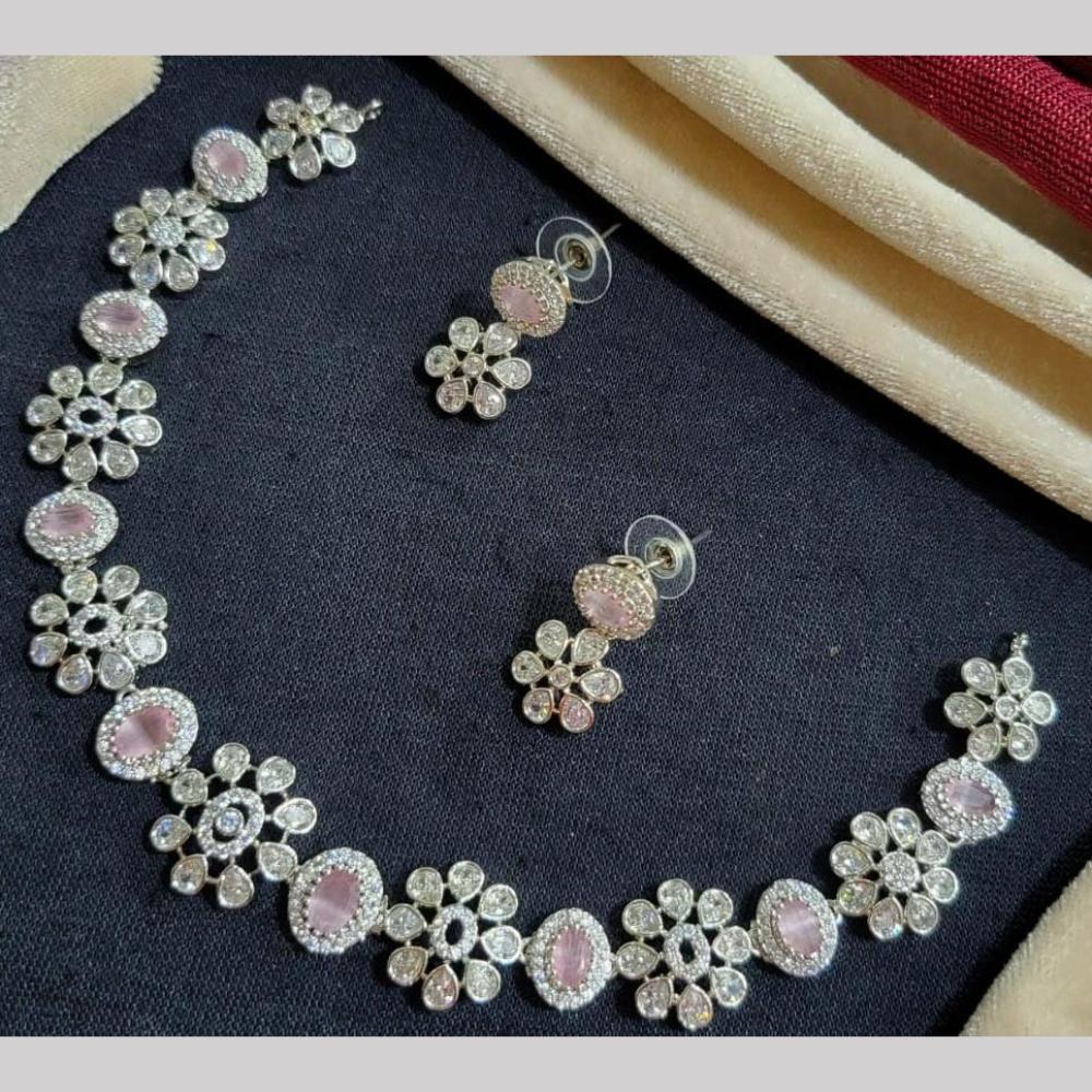 Kavita Art Silver Plated  American Diamond Necklace Set