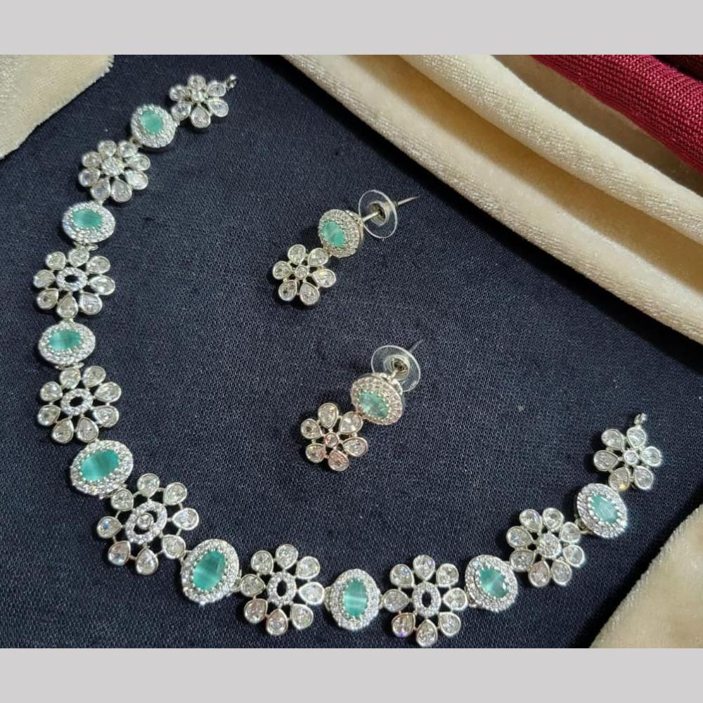 Kavita Art Silver Plated  American Diamond Necklace Set