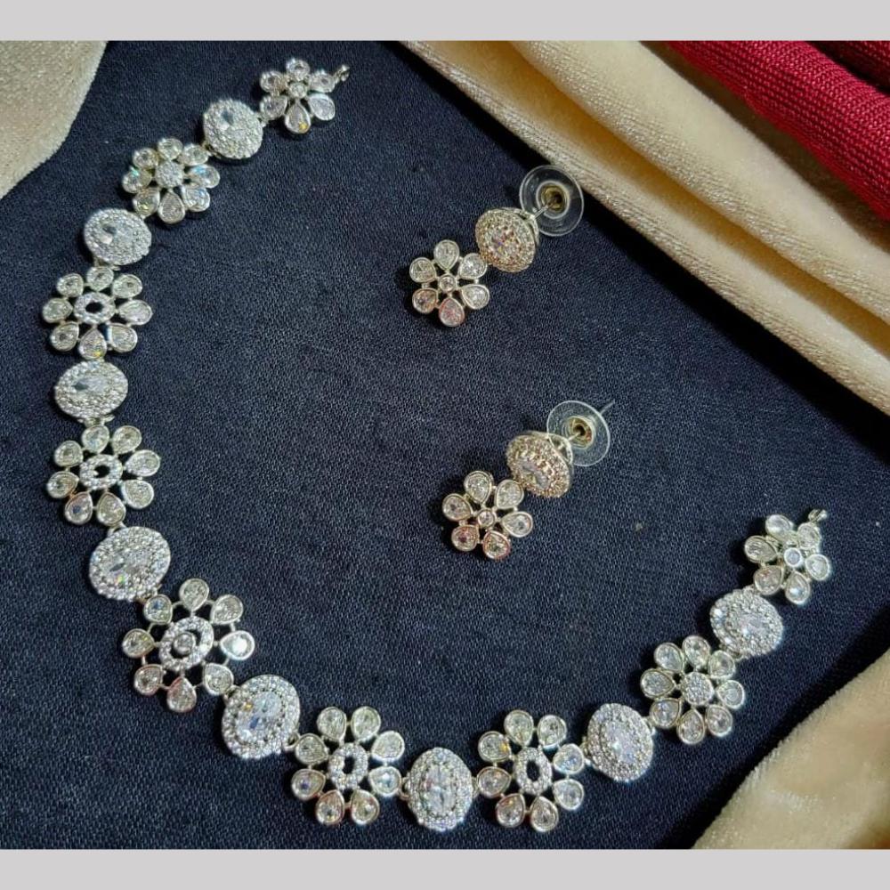 Kavita Art Silver Plated  American Diamond Necklace Set