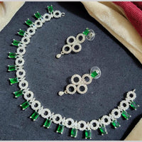Kavita Art Silver Plated  American Diamond Necklace Set