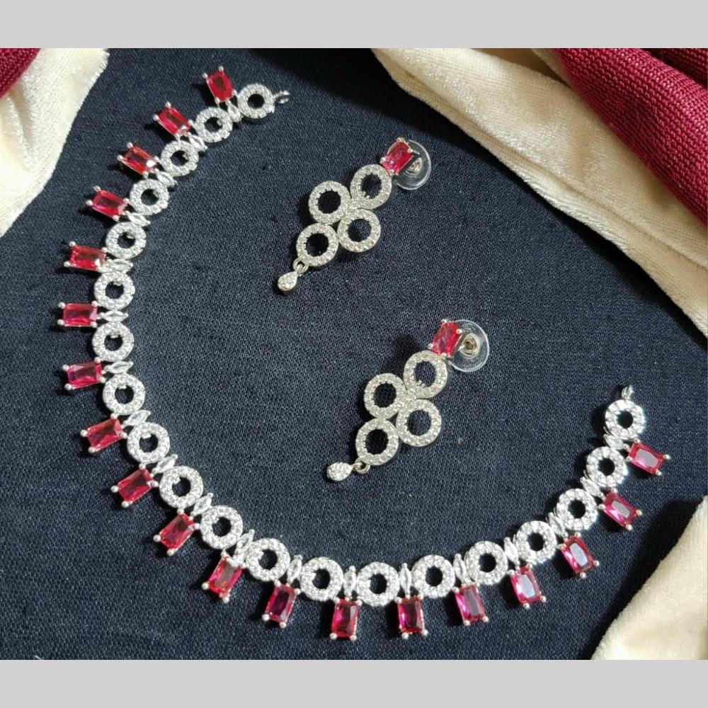 Kavita Art Silver Plated  American Diamond Necklace Set
