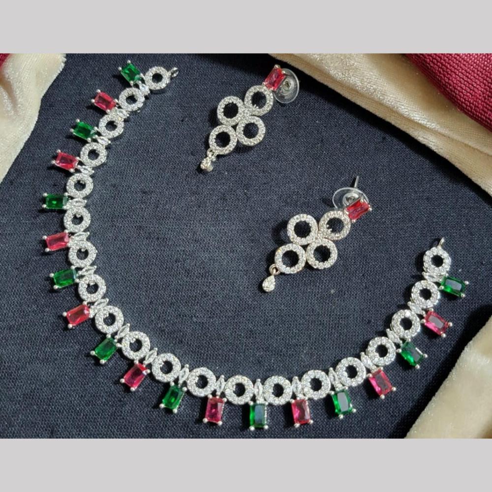 Kavita Art Silver Plated  American Diamond Necklace Set