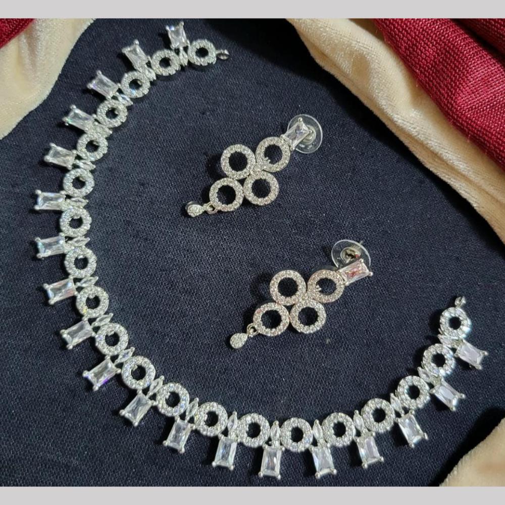 Kavita Art Silver Plated  American Diamond Necklace Set