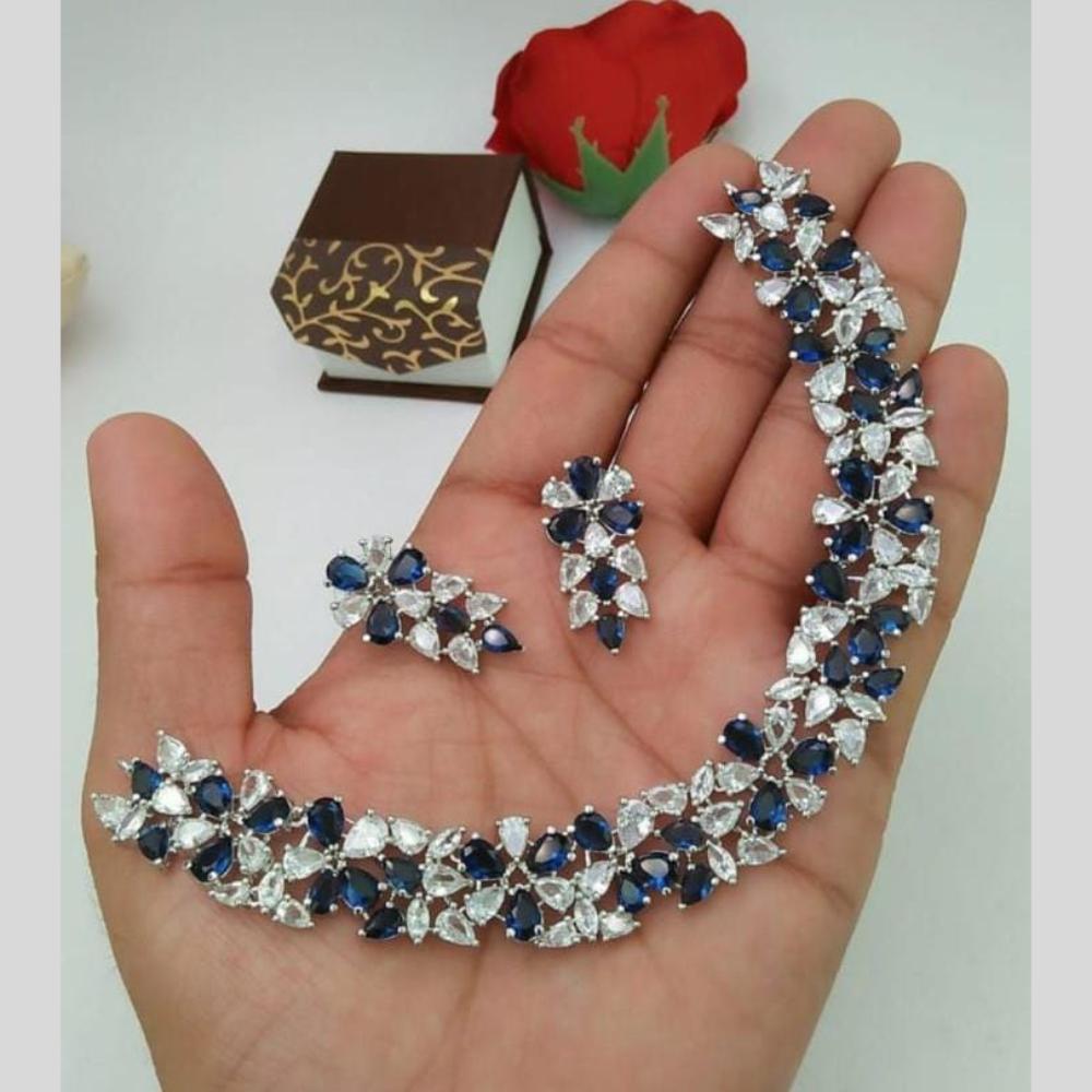Kavita Art Silver Plated  American Diamond Necklace Set