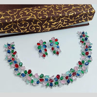 Kavita Art Silver Plated  American Diamond Necklace Set