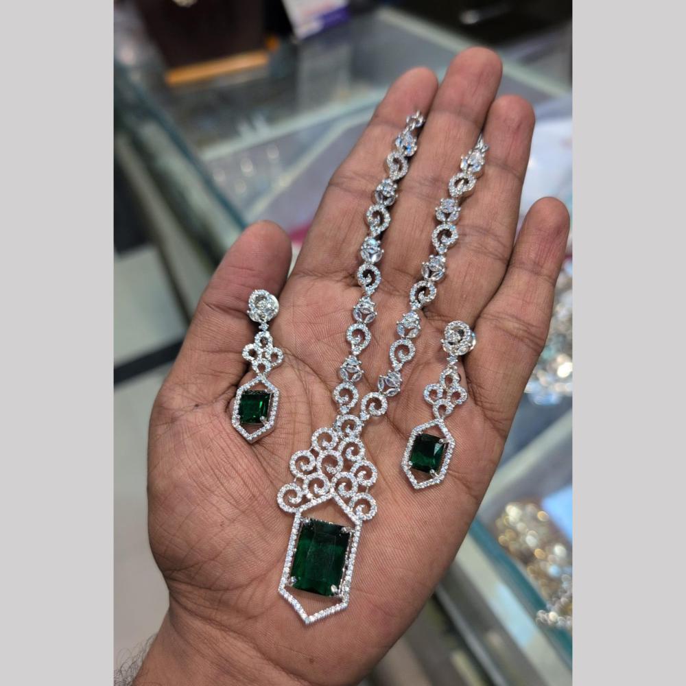 Kavita Art Silver Plated  American Diamond Necklace Set